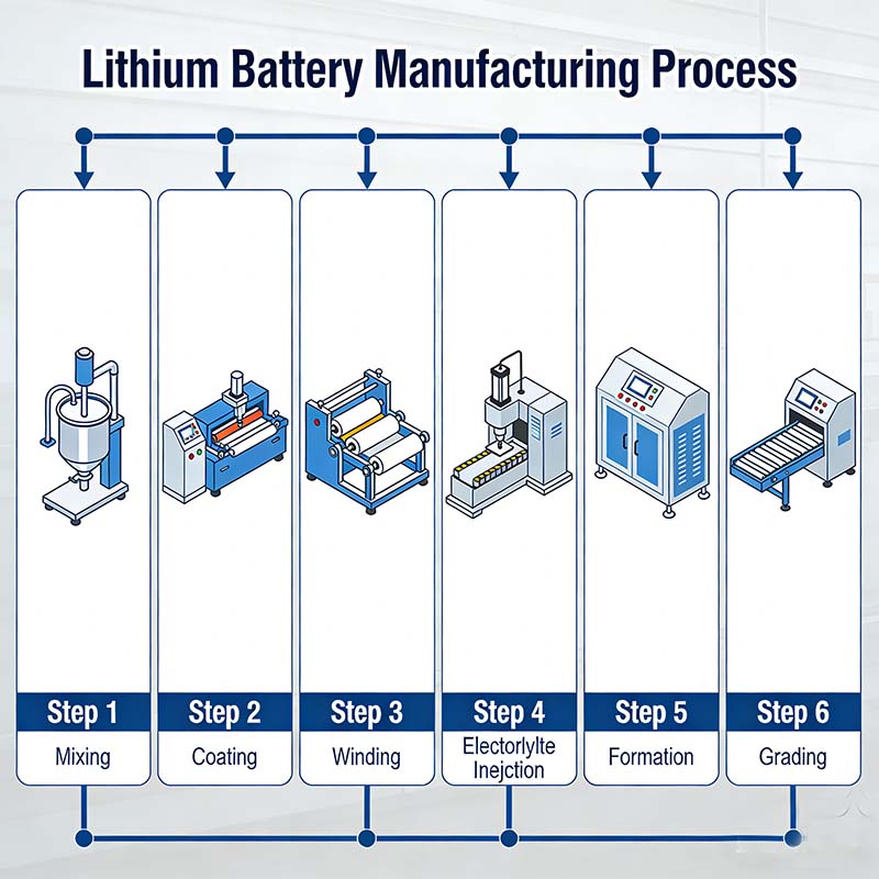 Lithium-Ion Battery Manufacturing Process: From Electrode Sheets to Finished Products 