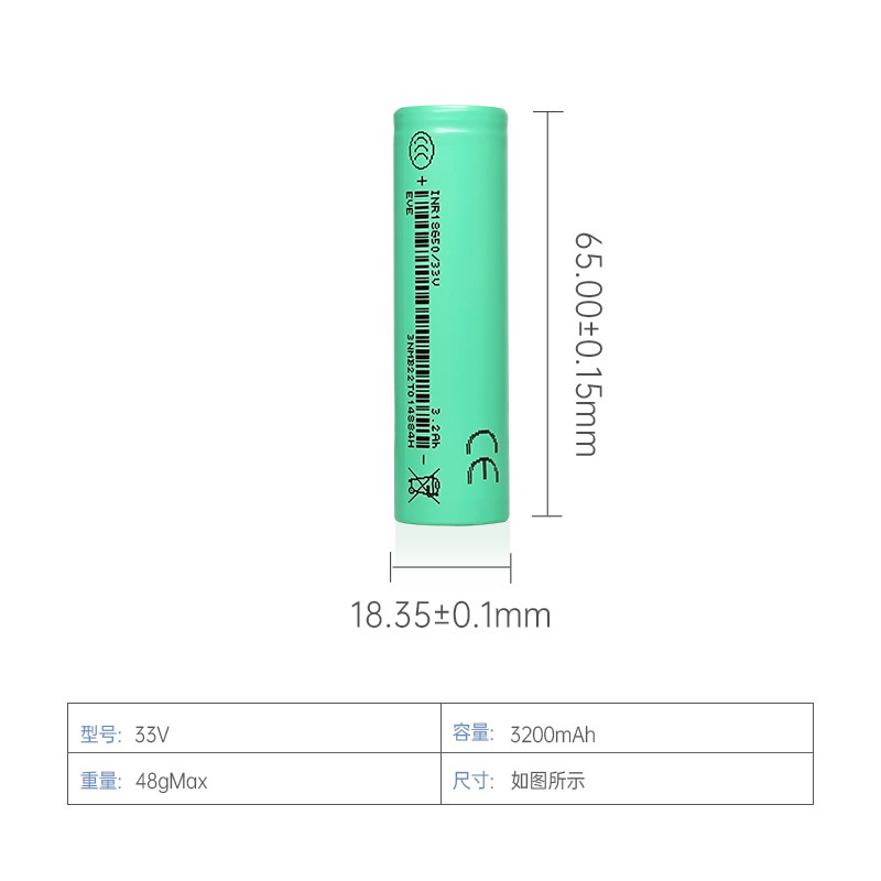 3.6V 18650 3300mah Li Ion Cell