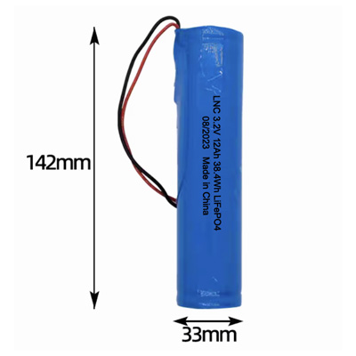 Custom 3.2V 12Ah 1S2P 32700 Long LiFePO4 Battery Pack for Solar Lightings