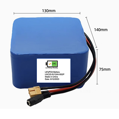 High efficiency 25.6V 12Ah Lithium iron phosphate battery 